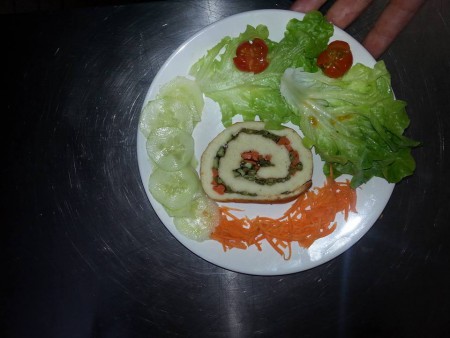 Génoise roulée aux petits légumes frais de saison